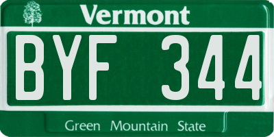 VT license plate BYF344