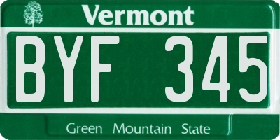 VT license plate BYF345