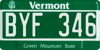 VT license plate BYF346