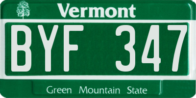 VT license plate BYF347