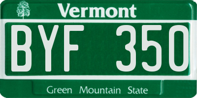 VT license plate BYF350