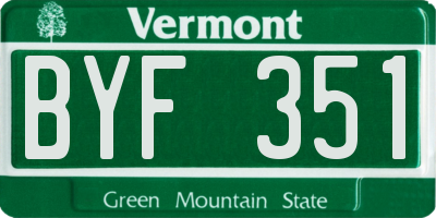 VT license plate BYF351