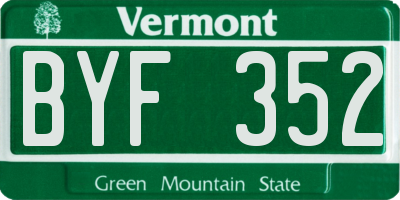 VT license plate BYF352