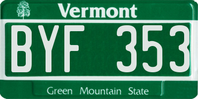 VT license plate BYF353