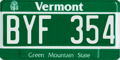 VT license plate BYF354