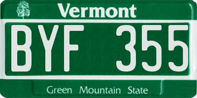 VT license plate BYF355