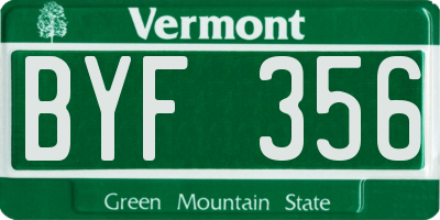 VT license plate BYF356