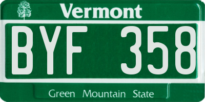 VT license plate BYF358