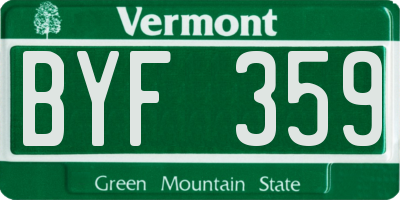 VT license plate BYF359