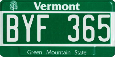 VT license plate BYF365