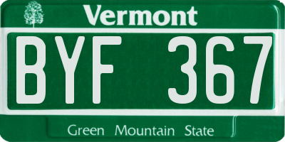 VT license plate BYF367
