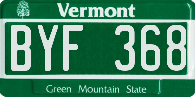 VT license plate BYF368