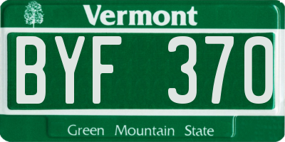 VT license plate BYF370