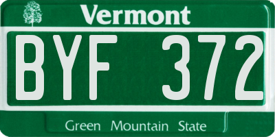 VT license plate BYF372