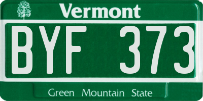 VT license plate BYF373
