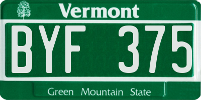 VT license plate BYF375