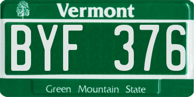 VT license plate BYF376