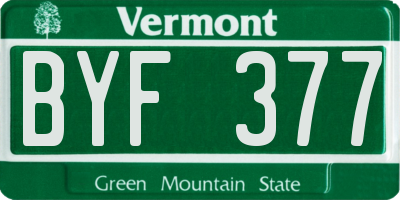 VT license plate BYF377