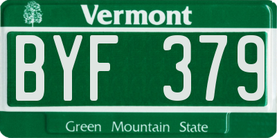 VT license plate BYF379
