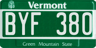 VT license plate BYF380