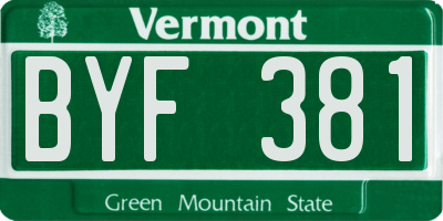 VT license plate BYF381