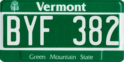 VT license plate BYF382
