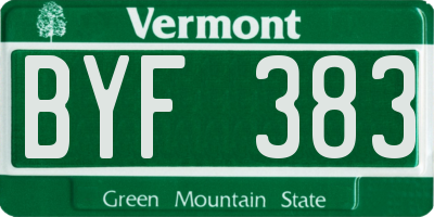 VT license plate BYF383