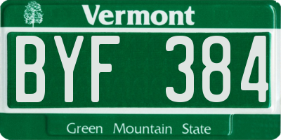VT license plate BYF384