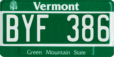 VT license plate BYF386