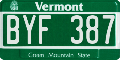 VT license plate BYF387