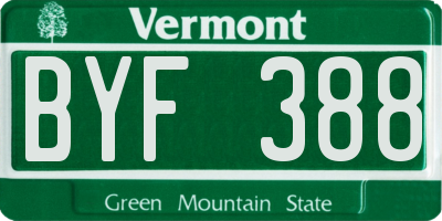 VT license plate BYF388