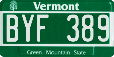 VT license plate BYF389