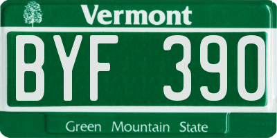 VT license plate BYF390