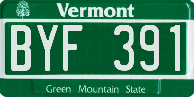 VT license plate BYF391