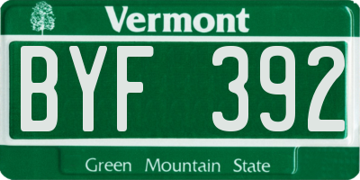 VT license plate BYF392