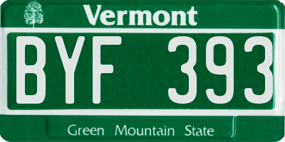 VT license plate BYF393
