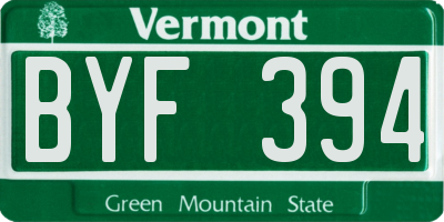 VT license plate BYF394