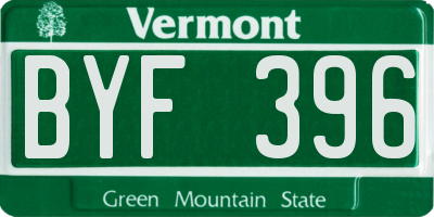 VT license plate BYF396