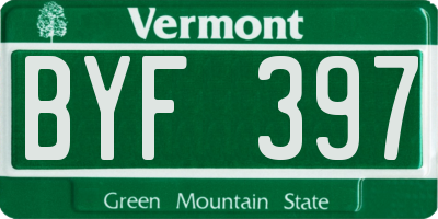 VT license plate BYF397