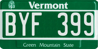 VT license plate BYF399