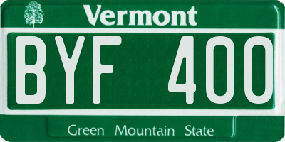 VT license plate BYF400