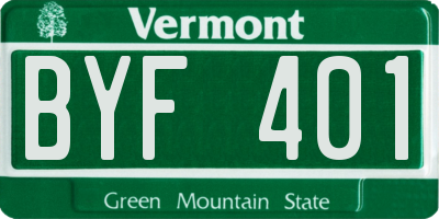 VT license plate BYF401