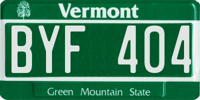 VT license plate BYF404