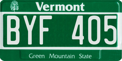 VT license plate BYF405