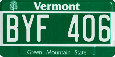 VT license plate BYF406
