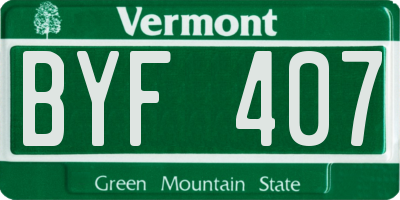 VT license plate BYF407
