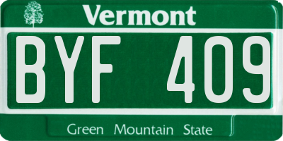 VT license plate BYF409