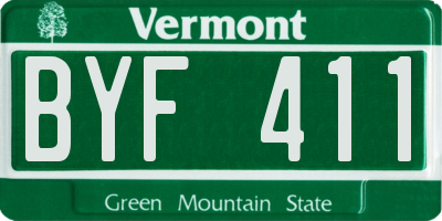VT license plate BYF411