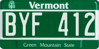 VT license plate BYF412