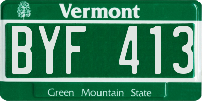 VT license plate BYF413